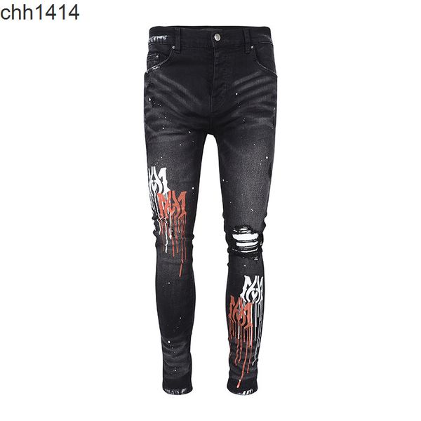 style patchwork embroidery letters on the side are worn out damaged washed slim fitting jeans high street black, Blue
style patchwork embroidery letters on the side are worn out damaged washed slim fitting jeans high street black, Blue