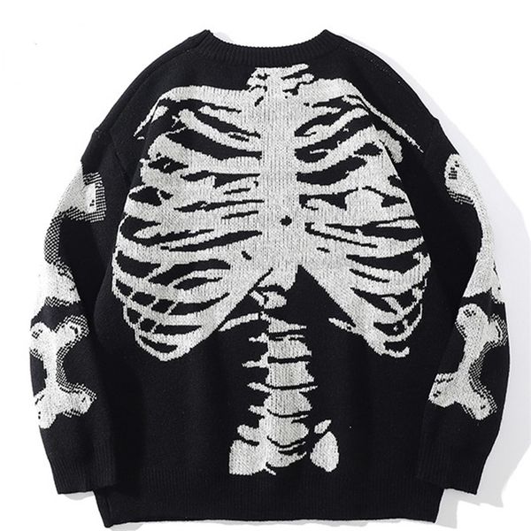 men's sweaters men oversized black loose skeleton bone print women vintage retro knitted autumn cotton pullover 220913, White;black
men's sweaters men oversized black loose skeleton bone print women vintage retro knitted autumn cotton pullover 220913, White;black