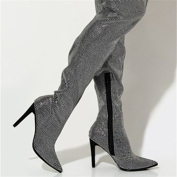 boots full upper pointed toe zip over the knee solid shiny sewing stiletto high heels shoes winter arrivals 220913, Black
boots full upper pointed toe zip over the knee solid shiny sewing stiletto high heels shoes winter arrivals 220913, Black