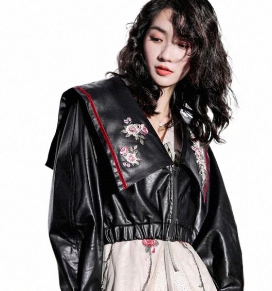 women's jackets women's jackets flowers embroidery pu leather jacket women sailor collar biker and coats punk streetwear f1281 z5a, Black;brown
women's jackets women's jackets flowers embroidery pu leather jacket women sailor collar biker and coats punk streetwear f1281 z5a, Black;brown