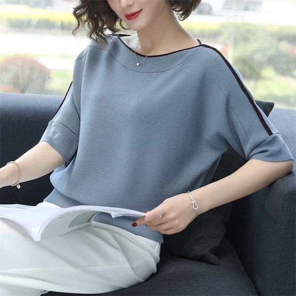 women's knits tees splicing striped batwing half sleeve women thin pullovers loose purple knitted tshirt femme slash neck elastic elega, White
women's knits tees splicing striped batwing half sleeve women thin pullovers loose purple knitted tshirt femme slash neck elastic elega, White