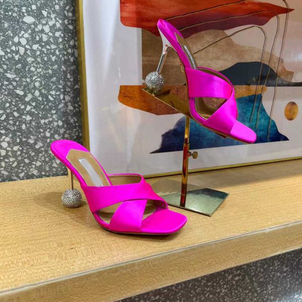new aquazzura high heeled slippers womens sandals stiletto mules diamond ball metal heel 105mm silk slip-on open toe women luxury designers, Black
new aquazzura high heeled slippers womens sandals stiletto mules diamond ball metal heel 105mm silk slip-on open toe women luxury designers, Black