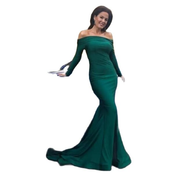 2023 mermaid prom dresses modest green off the shoulder long sleeve women's evening gowns formal special party, Black
2023 mermaid prom dresses modest green off the shoulder long sleeve women's evening gowns formal special party, Black