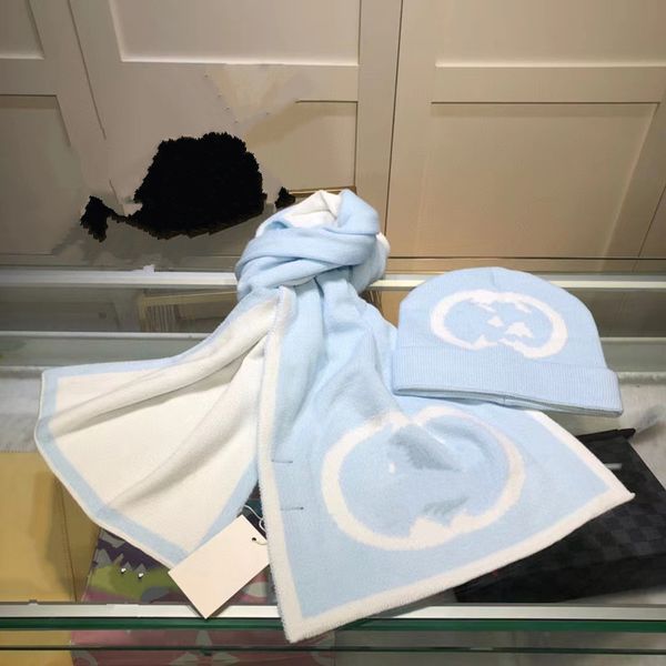 2022 designer hats scarves sets men women 2 piece suit warm beanie scarves winter knitted hat fashion accessories high-end gift box, Blue;gray
2022 designer hats scarves sets men women 2 piece suit warm beanie scarves winter knitted hat fashion accessories high-end gift box, Blue;gray