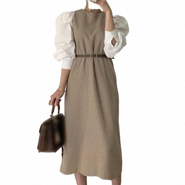 casual dresses korean version dress japanese puff sleeve round neck temperament splicing belt all-match autumn winter fake two sweater z9le#, Black;gray
casual dresses korean version dress japanese puff sleeve round neck temperament splicing belt all-match autumn winter fake two sweater z9le#, Black;gray