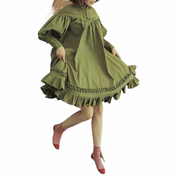 casual dresses girl long sleeve dress stand collar high waist button ruffle a-line cute summer j85n#, Black;gray
casual dresses girl long sleeve dress stand collar high waist button ruffle a-line cute summer j85n#, Black;gray