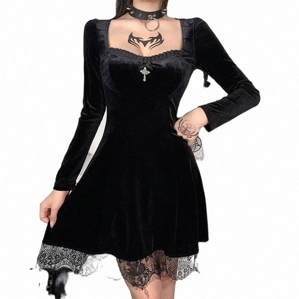 casual dresses gothic velvet summer mini women vintage punk solid color lace dress harajuku aesthetic elegant party #t3g f9pw#, Black;gray
casual dresses gothic velvet summer mini women vintage punk solid color lace dress harajuku aesthetic elegant party #t3g f9pw#, Black;gray