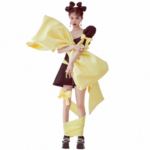 casual dresses yellow sweet exaggeration big bowtie pograph model show stage dj club dance costumes dress tours float parade clothes w9kg#, Black;gray
casual dresses yellow sweet exaggeration big bowtie pograph model show stage dj club dance costumes dress tours float parade clothes w9kg#, Black;gray