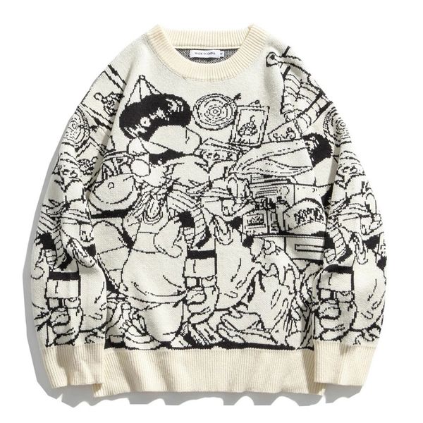 men s sweaters men vintage sweater cartoon japanese manga graffiti knitted pullover women korean harajuku causal oversized autumn 220913, White;black
men s sweaters men vintage sweater cartoon japanese manga graffiti knitted pullover women korean harajuku causal oversized autumn 220913, White;black