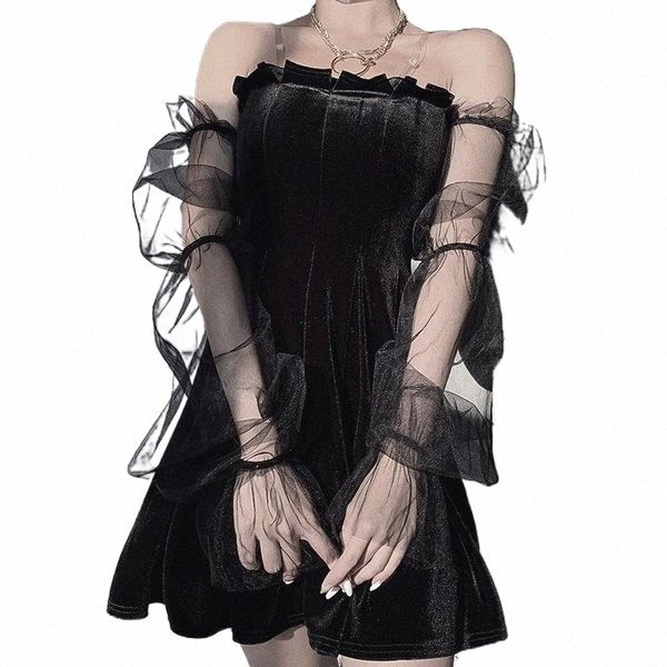 casual dresses gothic clothes vestido de mulher mesh sling off shoulder woman dress elegant vintage black pleated party mini e5c4#, Black;gray
casual dresses gothic clothes vestido de mulher mesh sling off shoulder woman dress elegant vintage black pleated party mini e5c4#, Black;gray