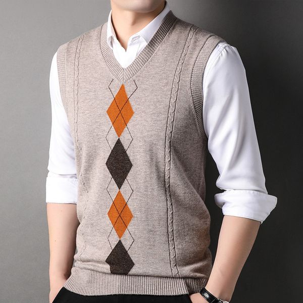men s sweaters wool vest autumn and winter v neck sleeveless waistcoat thickened rhombus jacquard knitted 220914, White;black
men s sweaters wool vest autumn and winter v neck sleeveless waistcoat thickened rhombus jacquard knitted 220914, White;black