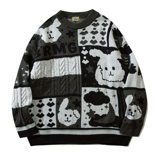 men s sweaters cartoon round neck autumn and winter loose fashion casual pullover japanese couple knitted 220913, White;black
men s sweaters cartoon round neck autumn and winter loose fashion casual pullover japanese couple knitted 220913, White;black