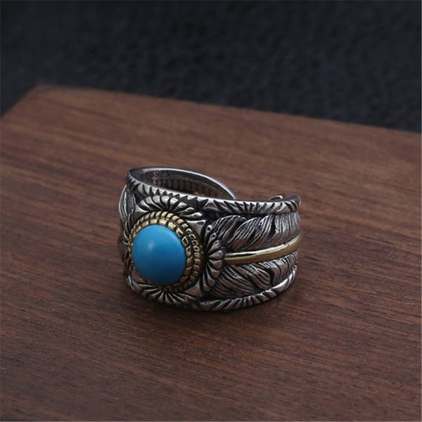 925 sterling silver adjustable band ring feather with turquoise stones simple antique vintage handmade designer luxury jewelry accessories g
925 sterling silver adjustable band ring feather with turquoise stones simple antique vintage handmade designer luxury jewelry accessories g