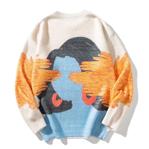 men s sweaters hip hop knitted sweater harajuku abstract graffiti pritned oversized casual o neck pullovers winter streetwear l220913, White;black
men s sweaters hip hop knitted sweater harajuku abstract graffiti pritned oversized casual o neck pullovers winter streetwear l220913, White;black