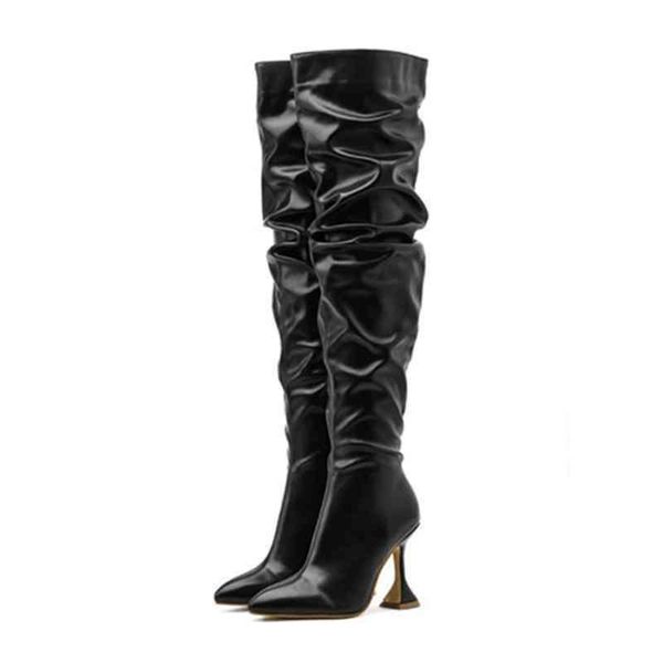 boots women's pleated over the knee boots woman leather thigh high long boots ladies pointed toe high heels female pumps women shoes 22, Black
boots women's pleated over the knee boots woman leather thigh high long boots ladies pointed toe high heels female pumps women shoes 22, Black