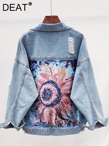 women s jackets deat autumn fashion single breasted turn down collar long sleeve hole diamonding printing denim jacket women 13z1395 220913, Black;brown
women s jackets deat autumn fashion single breasted turn down collar long sleeve hole diamonding printing denim jacket women 13z1395 220913, Black;brown