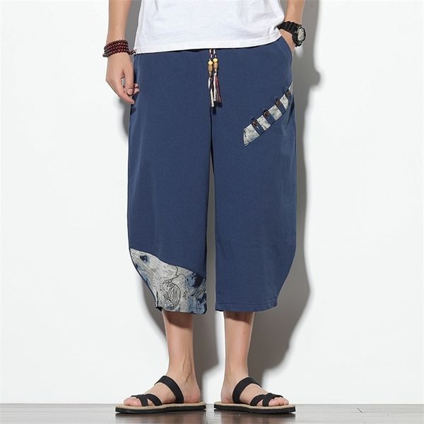 

men's pants harem korean style summer casual s cotton loose trousers male oversized calf-length 5xl 220914, Black