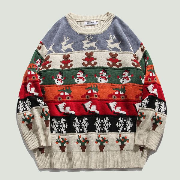 men s sweaters hip hop christmas elk snowman printed knitted couples streetwear harajuku vintage casual crewneck loose pullovers male 220913, White;black
men s sweaters hip hop christmas elk snowman printed knitted couples streetwear harajuku vintage casual crewneck loose pullovers male 220913, White;black