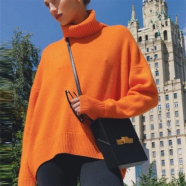 women s knits tees casual knitted solid turtleneck sweater oversize long sleeve ladies loose pullover autumn warm female sweaters 220914, White
women s knits tees casual knitted solid turtleneck sweater oversize long sleeve ladies loose pullover autumn warm female sweaters 220914, White