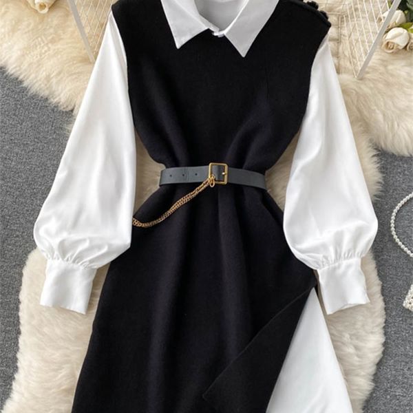 women's blouses shirts deat women knitted vest shirt dress turn-down collar long sleeve fashion two piece suit autumn winter 11d6115 22, White
women's blouses shirts deat women knitted vest shirt dress turn-down collar long sleeve fashion two piece suit autumn winter 11d6115 22, White