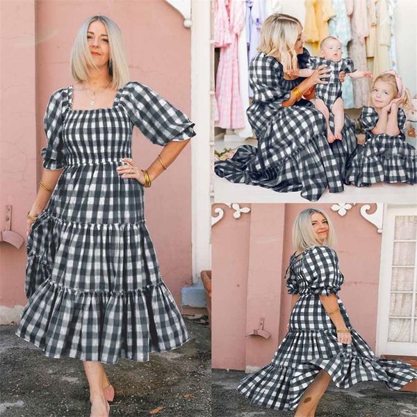 family matching outfits family matching dresses black plaid mother and daughter dress mommy and me family clothing sets summer long dresses, Blue 
family matching outfits family matching dresses black plaid mother and daughter dress mommy and me family clothing sets summer long dresses, Blue