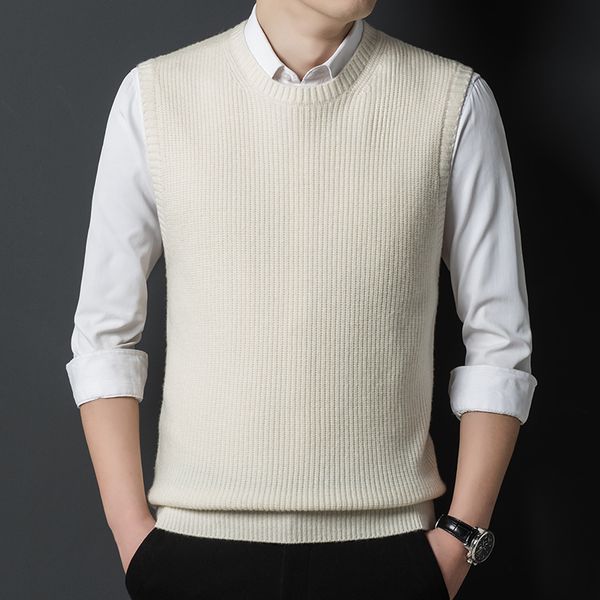 men s sweaters thick knit autumn and winter solid color round neck bottoming sweater vest men s 220914, White;black
men s sweaters thick knit autumn and winter solid color round neck bottoming sweater vest men s 220914, White;black
