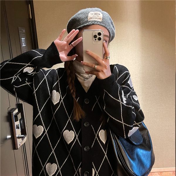 2022 autumn winter korean style love embroidery knits cardigans women's loose sweaters cardigan womens sweater, White
2022 autumn winter korean style love embroidery knits cardigans women's loose sweaters cardigan womens sweater, White