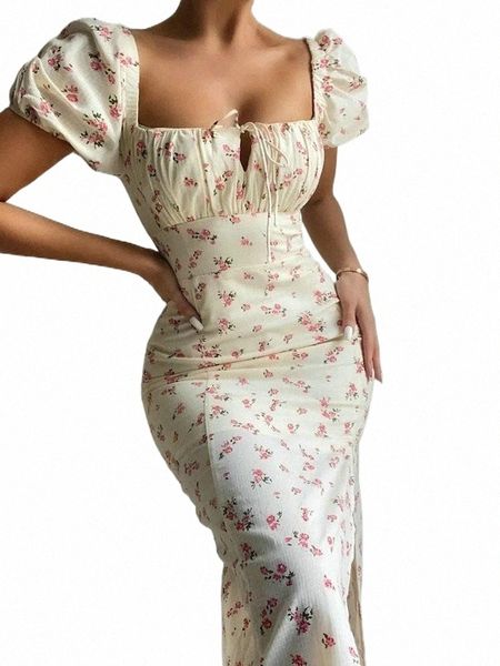 casual dresses summer dress women retro puff sleeve flroal printed ruched party high split maxi drawstring vestidos sundress v3wa#, Black;gray 
casual dresses summer dress women retro puff sleeve flroal printed ruched party high split maxi drawstring vestidos sundress v3wa#, Black;gray