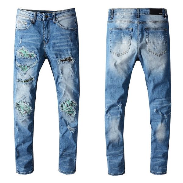 2021 mens jeans distressed motorcycle biker jean rock skinny slim ripped hole letter uality brand hip hop denim pants 658, Blue
2021 mens jeans distressed motorcycle biker jean rock skinny slim ripped hole letter uality brand hip hop denim pants 658, Blue