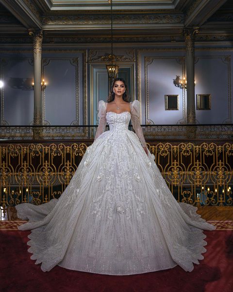 luxury wedding dresses shiny crystal dubai ball gown sequined bridal gowns long sleeve arabic custom made robes de mariee, White
luxury wedding dresses shiny crystal dubai ball gown sequined bridal gowns long sleeve arabic custom made robes de mariee, White