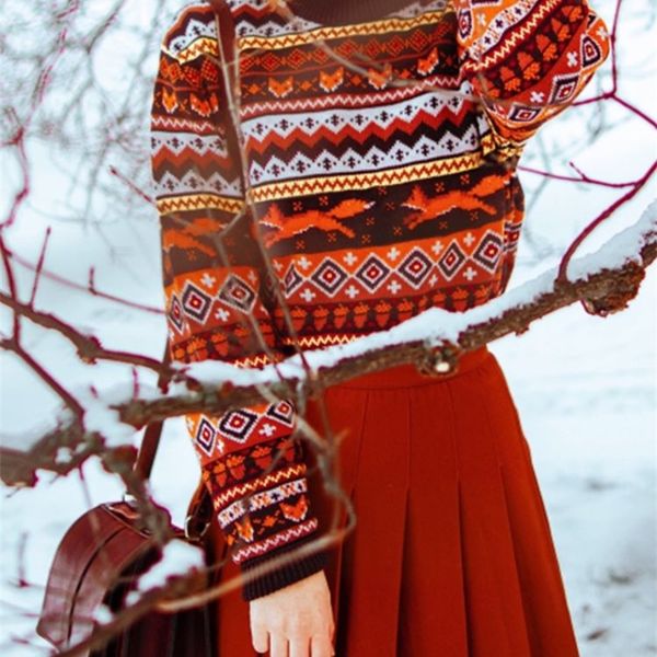 women s knits tees vintage sweaters winter thicken knitwear pullovers women oversized national jacquard woolen sweater color striped 220914, White
women s knits tees vintage sweaters winter thicken knitwear pullovers women oversized national jacquard woolen sweater color striped 220914, White