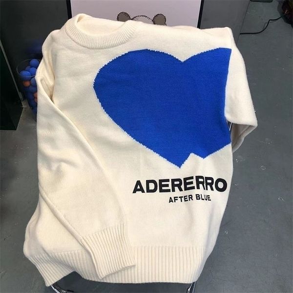 ader error knitted pullover korean blue heart stitching men women 11 ader error oversize sweater 220914, White;black
ader error knitted pullover korean blue heart stitching men women 11 ader error oversize sweater 220914, White;black