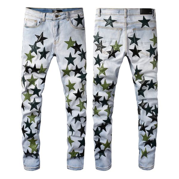 2021 mens jeans distressed motorcycle biker jean rock skinny slim ripped hole letter uality brand hip hop denim pants 853, Blue
2021 mens jeans distressed motorcycle biker jean rock skinny slim ripped hole letter uality brand hip hop denim pants 853, Blue