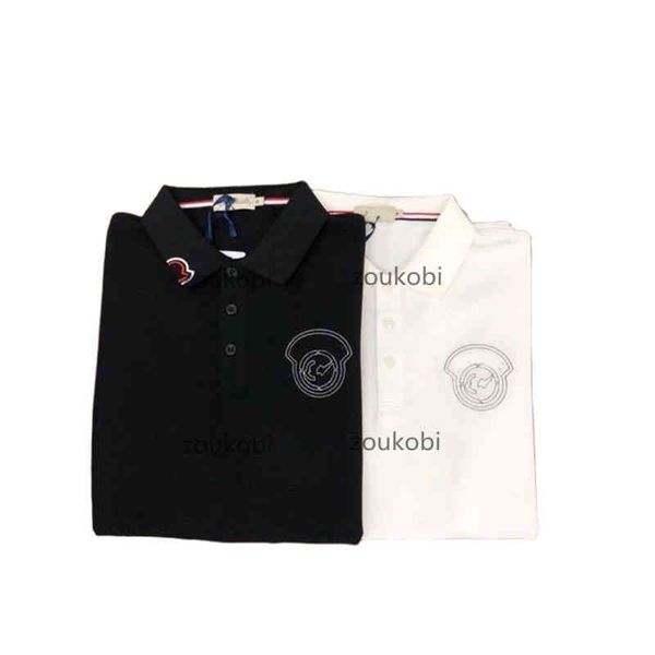 spring and summer monclair embroidery badge collar short sleeve t-shirt men's m family business leisure handsome mesh breathable polo s, White;black