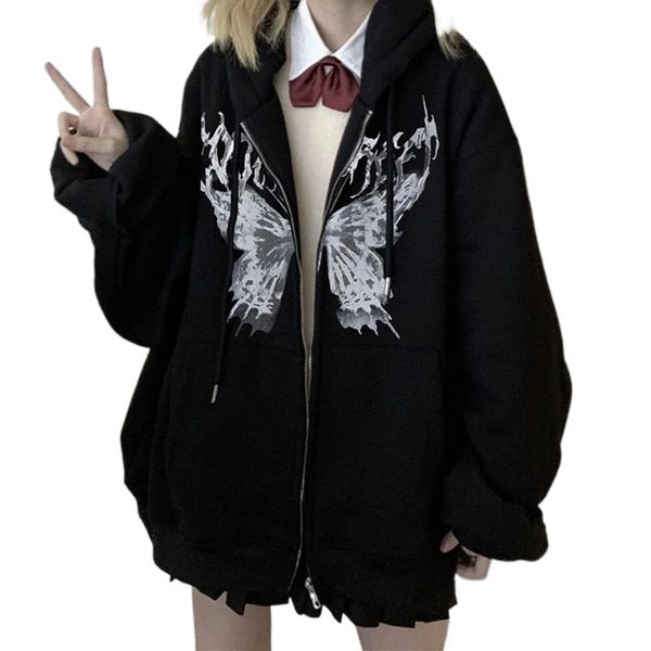 sweatshirts harajuku women hoodie autumn gothic butterfly aesthetic sweatshirt korean style zip up pocket long sleeve jacket coat, Black
sweatshirts harajuku women hoodie autumn gothic butterfly aesthetic sweatshirt korean style zip up pocket long sleeve jacket coat, Black