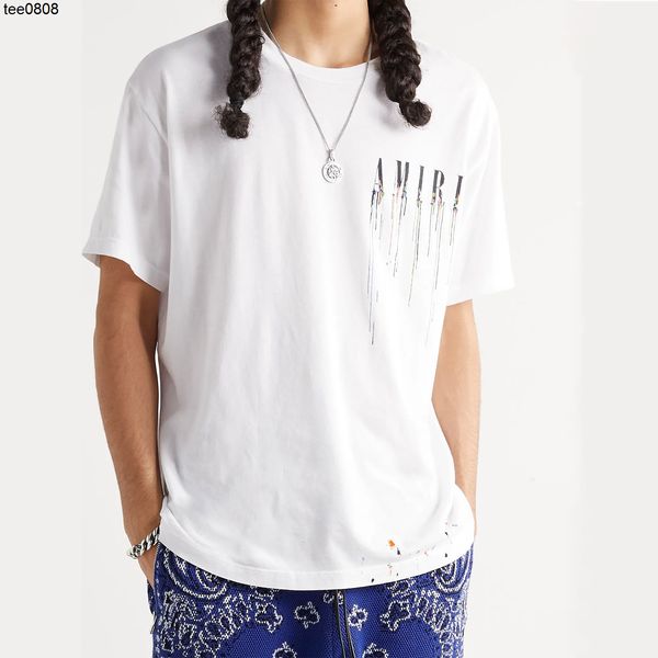 american fashion brand amirs tee slogan color splash letters high street style loose men and women's short sleeve t-shirt, White;black
american fashion brand amirs tee slogan color splash letters high street style loose men and women's short sleeve t-shirt, White;black