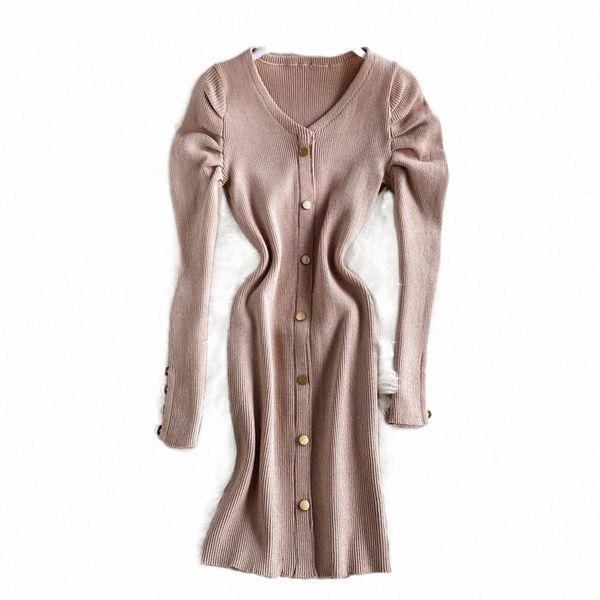 casual dresses yornmona elegant puff sleeve knitted women dress autumn winter v-neck single-breasted sweater female slim f4cf#, Black;gray
casual dresses yornmona elegant puff sleeve knitted women dress autumn winter v-neck single-breasted sweater female slim f4cf#, Black;gray