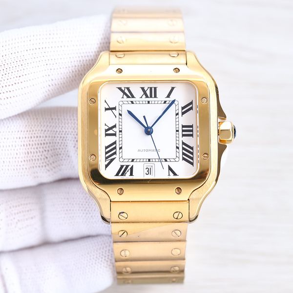 

Ca Square Mens Watches 40mm Stainless Steel Mechanical Watches Case and Bracelet Fashion gold Watch Male luminous Wristwatches Montre De Luxe watche factory gift, Water proof