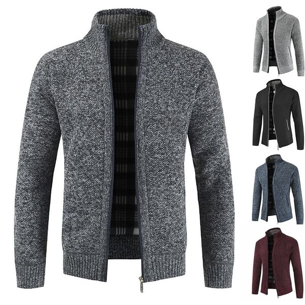mens sweaters autumn winter jacket coats solid slim fit thick fleece casual stand collar zip 220914, White;black
mens sweaters autumn winter jacket coats solid slim fit thick fleece casual stand collar zip 220914, White;black
