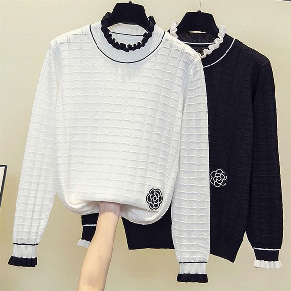 women's knits tees autumn winter women floral embroidery kint sweater loose casual long sleeve ruffle collar patchwork spring oversized, White
women's knits tees autumn winter women floral embroidery kint sweater loose casual long sleeve ruffle collar patchwork spring oversized, White