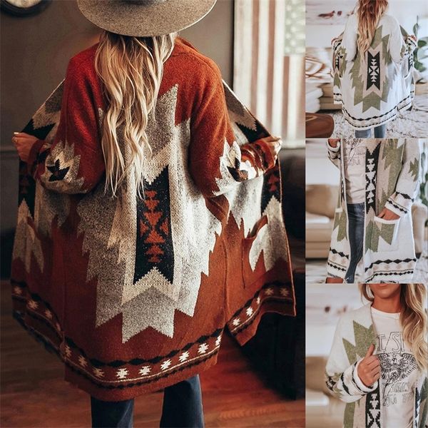 women's knits tees fashion knitted long cardigan sweater casual winter vintage print coat ladies female streetwear women long sleeve bl, White
women's knits tees fashion knitted long cardigan sweater casual winter vintage print coat ladies female streetwear women long sleeve bl, White