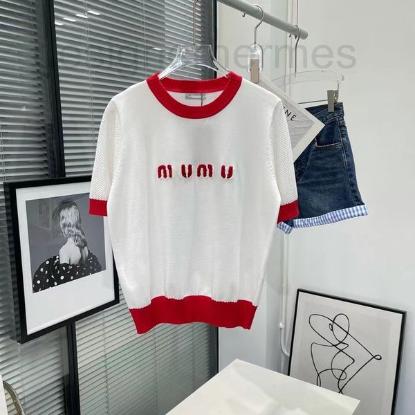 women's sweaters designer brand miu home channel goods knitted short sleeved shirt color contrast t-shirt 22 summer new korean women�, White;black
women's sweaters designer brand miu home channel goods knitted short sleeved shirt color contrast t-shirt 22 summer new korean women�, White;black