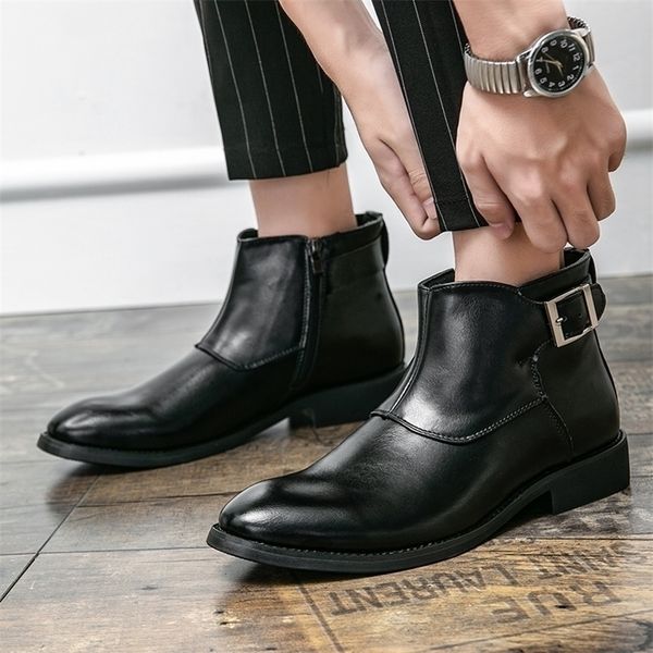 boots fashion men british style chelsea pointed toe leather thick sole black luxury brands designer 220913
boots fashion men british style chelsea pointed toe leather thick sole black luxury brands designer 220913