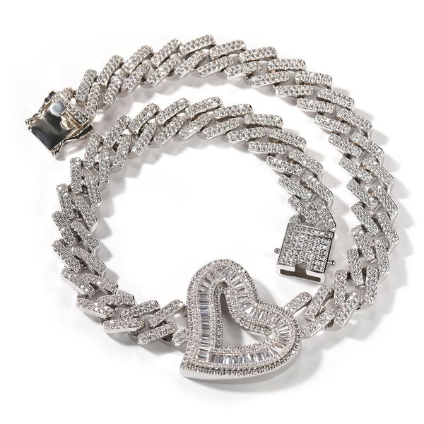 hip hop ice cuban chain heart necklace charm pendant iced out bling chains for men women, Silver
hip hop ice cuban chain heart necklace charm pendant iced out bling chains for men women, Silver