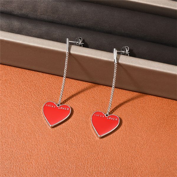 french niche design stud long fringed red love earrings simple temperament all-match women's party fashion jewelry accessories gift, Golden;silver
french niche design stud long fringed red love earrings simple temperament all-match women's party fashion jewelry accessories gift, Golden;silver