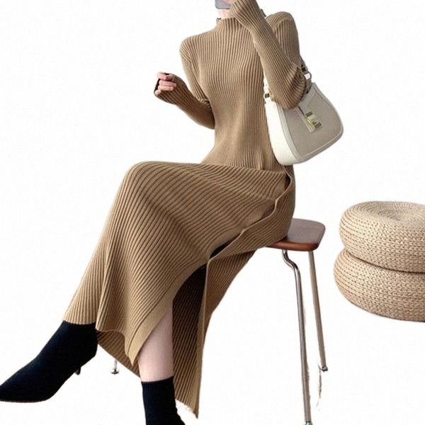 casual dresses thick warm soft knitted dress women half high neck long sleeve side split button sweater autumn winter vestidos u7rk#, Black;gray
casual dresses thick warm soft knitted dress women half high neck long sleeve side split button sweater autumn winter vestidos u7rk#, Black;gray