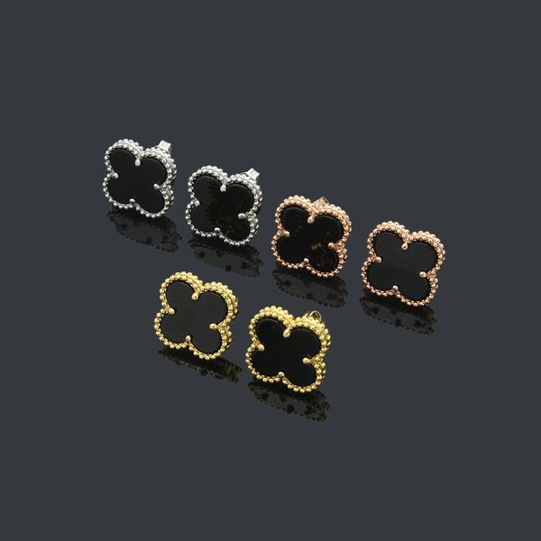 black color women luxury designer studs flower stamp stainless steel engagement couple brand earrings, Golden;silver
black color women luxury designer studs flower stamp stainless steel engagement couple brand earrings, Golden;silver