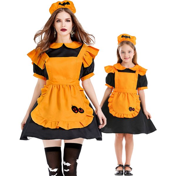 special occasions female parent child outfit pumpkin maid costume child girls halloween party fancy dress ghost festival theme family look 2, Blue
special occasions female parent child outfit pumpkin maid costume child girls halloween party fancy dress ghost festival theme family look 2, Blue