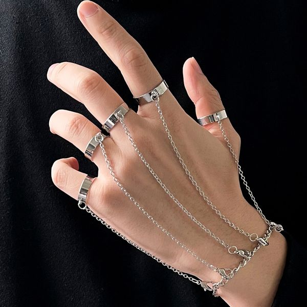 6sets punk chain wrist bracelet rings for women men charm emo detachable ring fashion jewelry gift, Silver
6sets punk chain wrist bracelet rings for women men charm emo detachable ring fashion jewelry gift, Silver