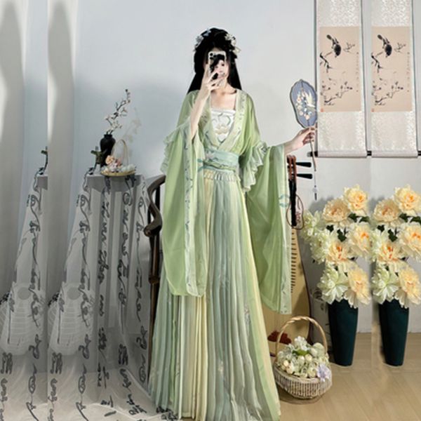 women's costume chinese-style dresses northern and southern dynasties waist pleated skirt with big sleeves suit fairy female retro dres, Black;red
women's costume chinese-style dresses northern and southern dynasties waist pleated skirt with big sleeves suit fairy female retro dres, Black;red